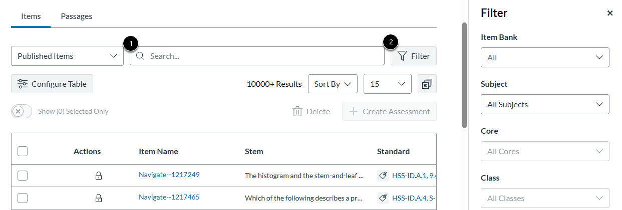 Search and Filter Items