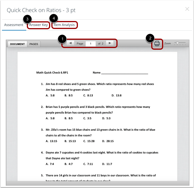 View and Print Assessment