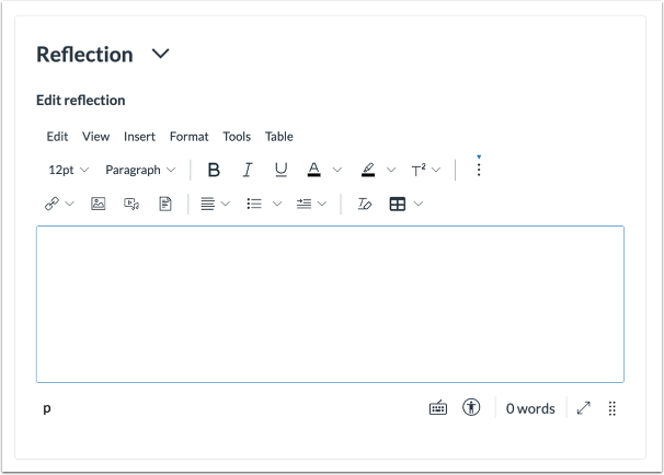 Portfolio screenshot of the reflection section.