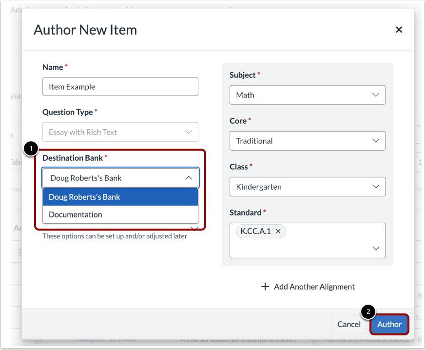 Select Destination Bank