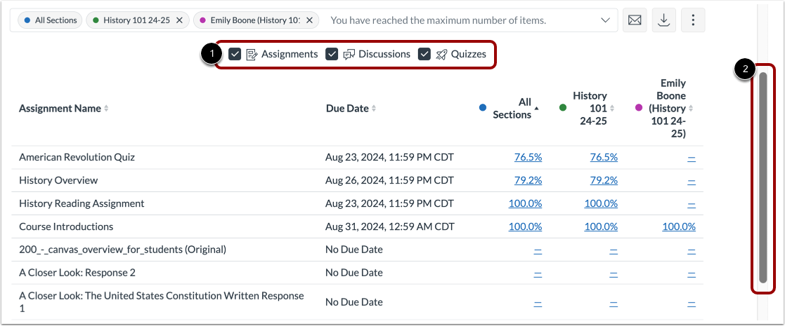 Filter by Assignment Type Enabled