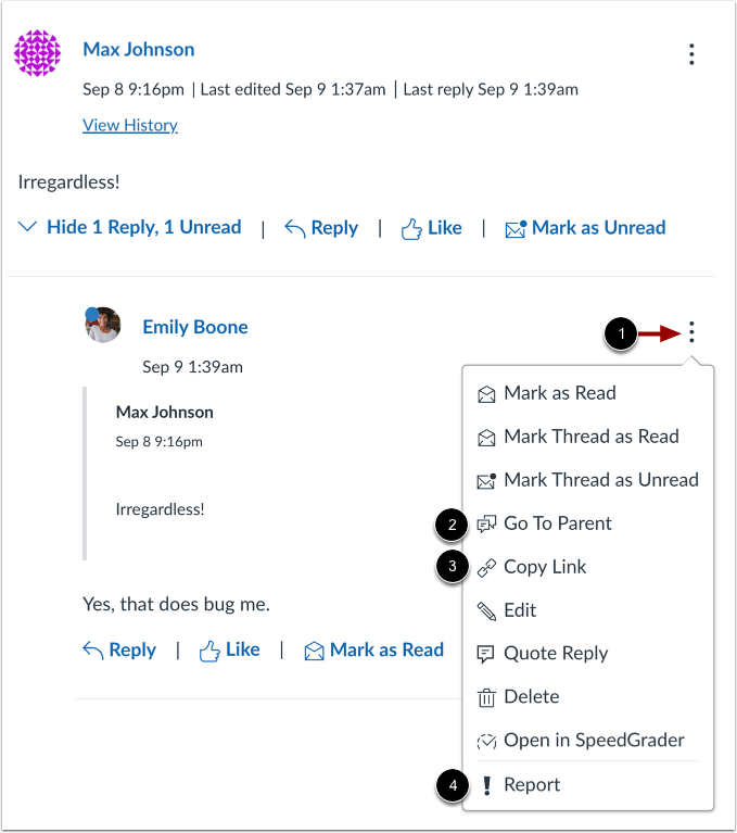 View Threaded Reply Settings
