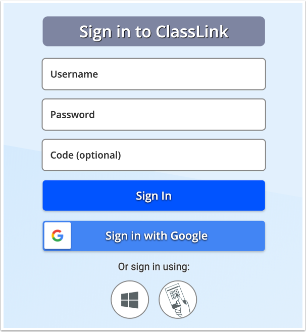 Log in with ClassLink  Credentials