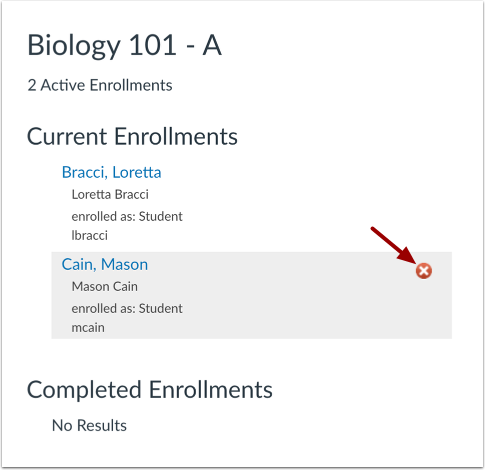 Delete Enrollment