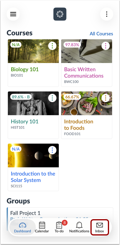How do I view the Inbox in the Canvas app on my iOS device ...