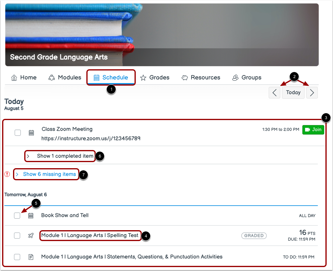 View Subject Schedule