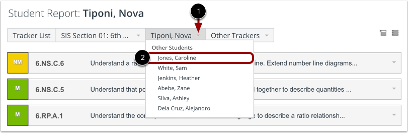 Use Student Report Navigation Buttons
