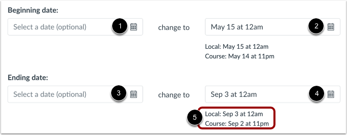Set Beginning and End Dates