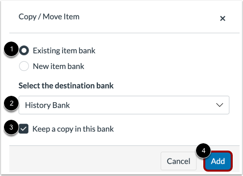 Move to Existing Bank