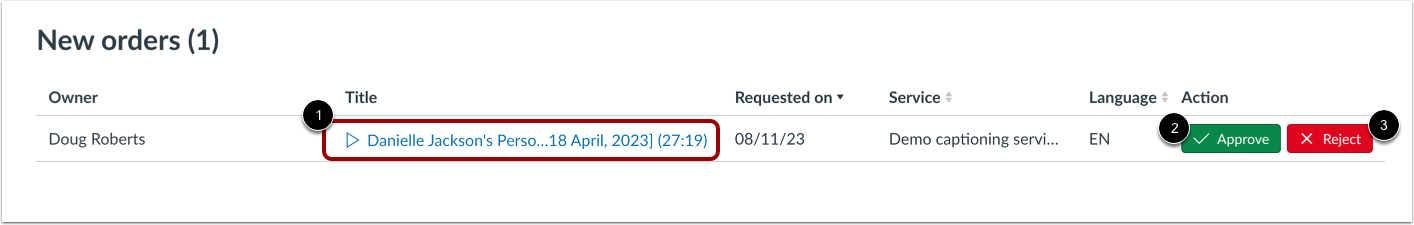 Approve Caption Orders