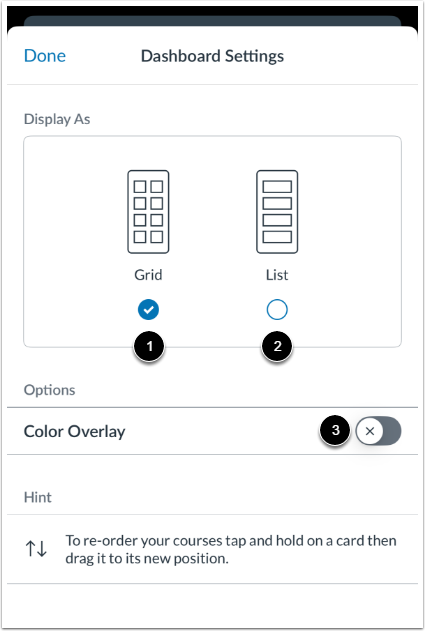 View Dashboard Settings