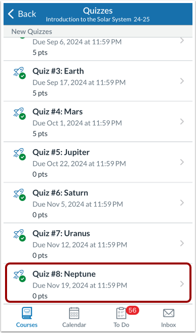 View Quiz Details