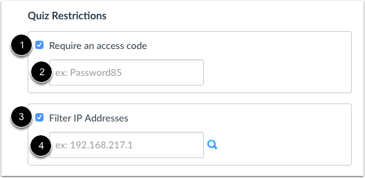 Set Quiz Restrictions