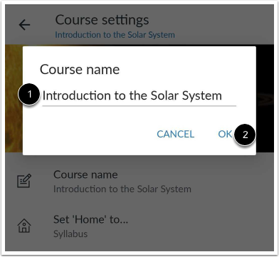 Edit Course Name