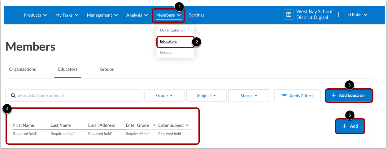 Add Educators and Staff Members Individually