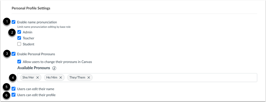 View Personal Profile Settings