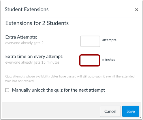 Add Extra Time on Attempt