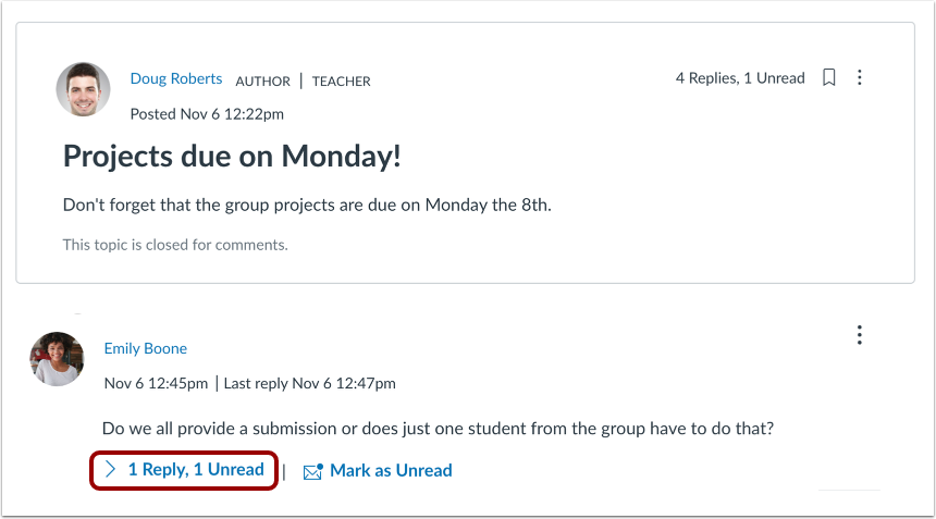 View Announcement Threaded Replies