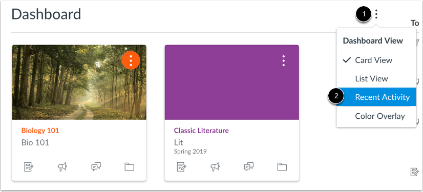 Open Recent Activity Dashboard View