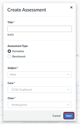 Select items and create an assessment