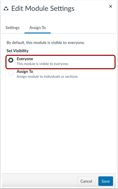 Edit Module Visibility