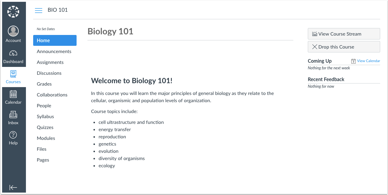 View Course Dashboard