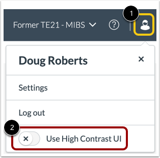 Toggle High Contrast UI Option