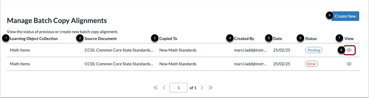 View Manage Batch Copy Alignments