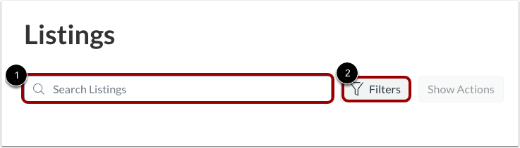 Search, Filter, or Sort Listings