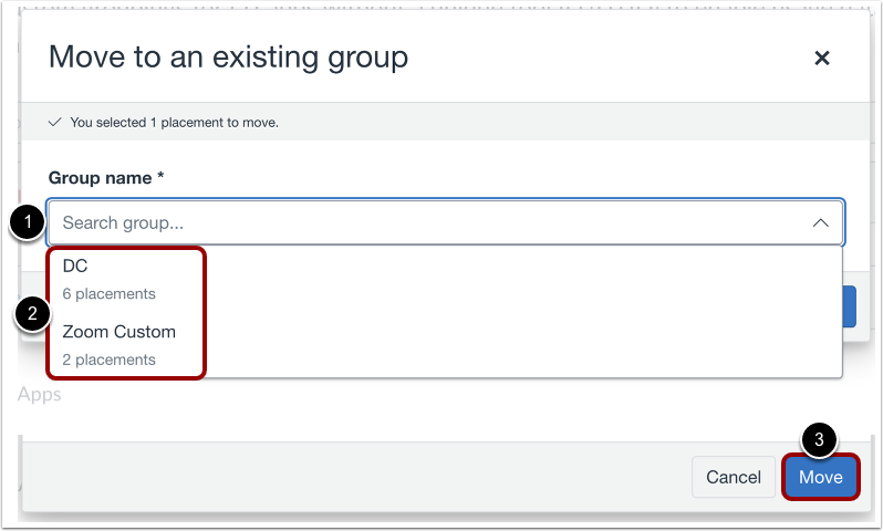 Move LTI App(s) to an Existing Group