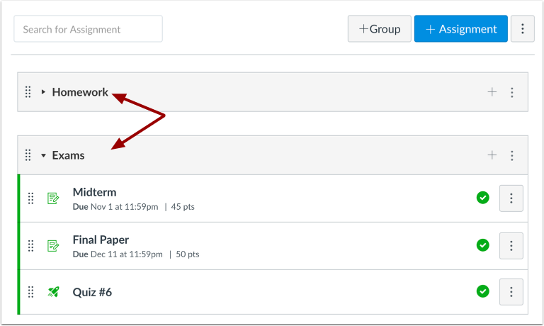 View Assignment Groups