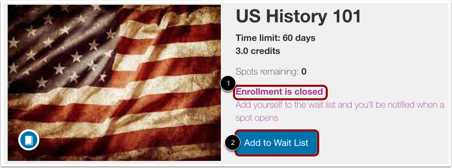 View Wait List on Enrollment Page