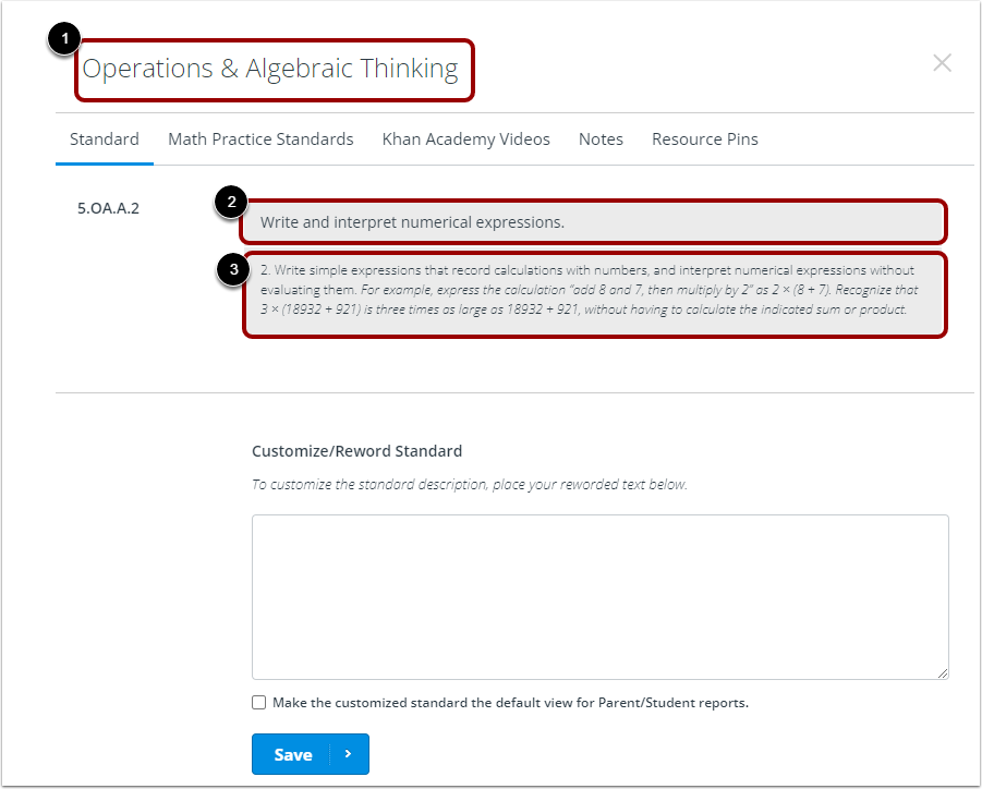 View Default Standard