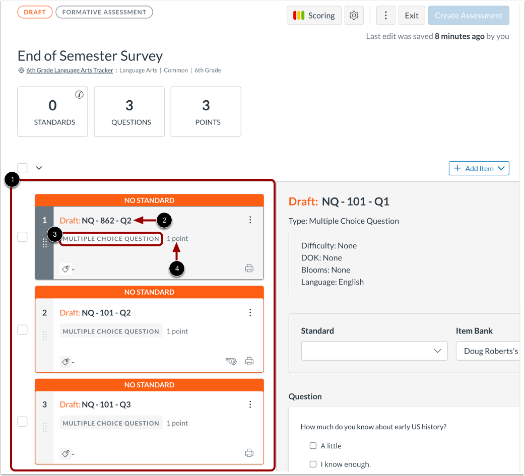 View Assessment Items