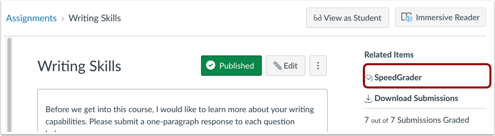 Open SpeedGrader from Sidebar
