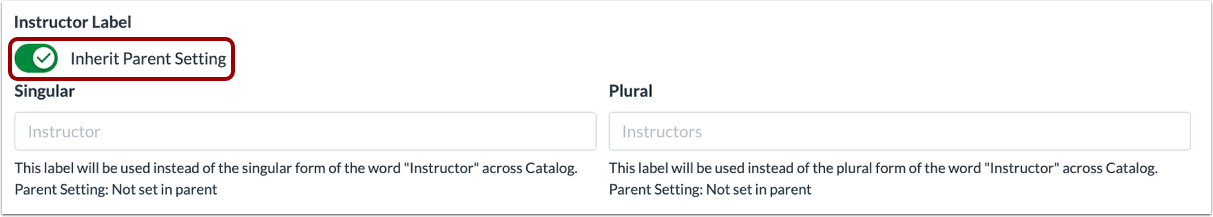 View Inherit Parent Settings Toggle