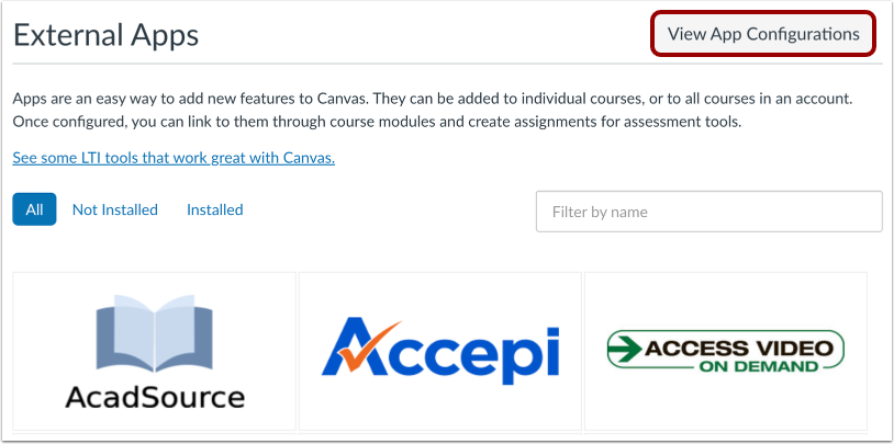 View App Configurations