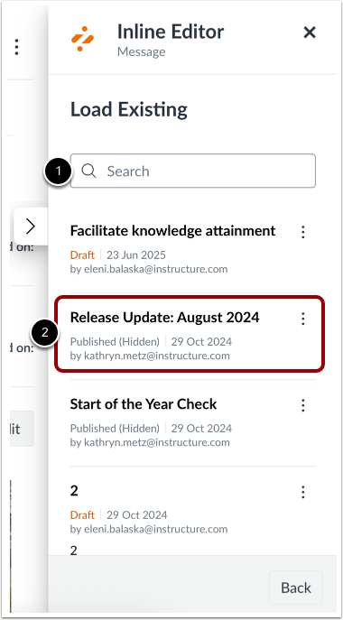 Open Existing Message