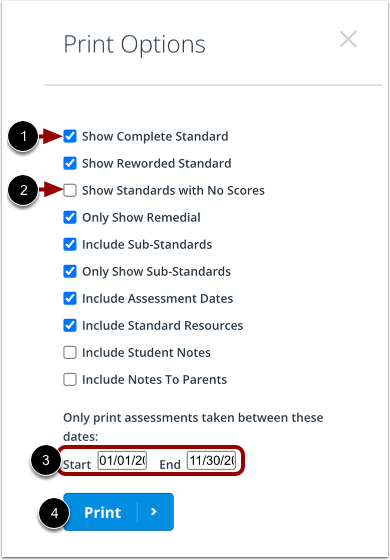 Select Print Options