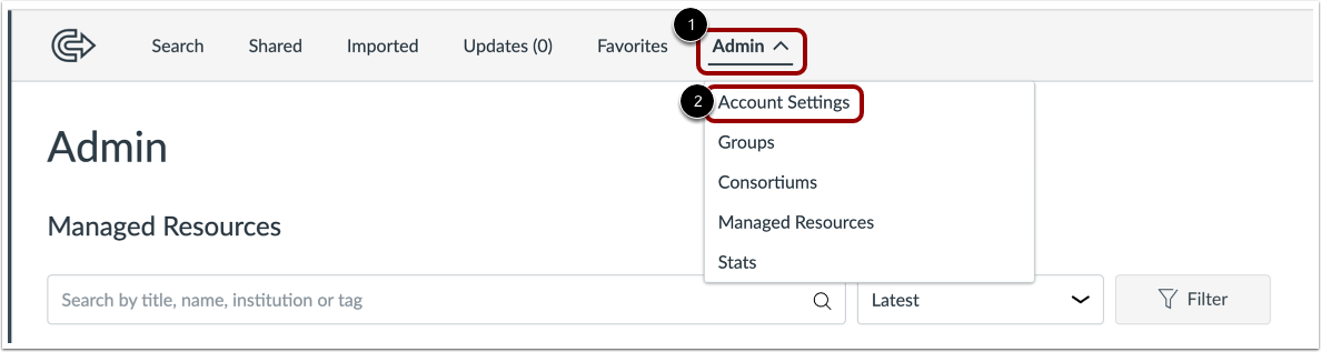 Open Admin Settings