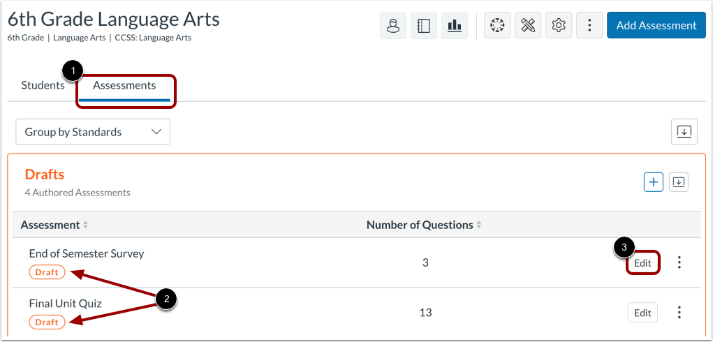 View Quiz in Mastery Tracker