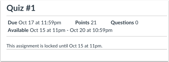 View Quiz with Availability Dates