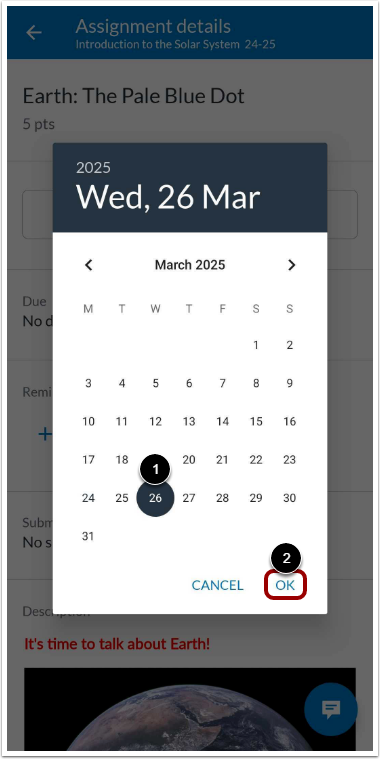 Select Reminder Date