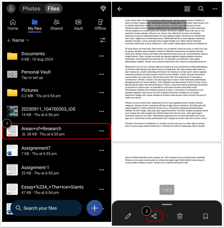 Submit from Microsoft OneDrive