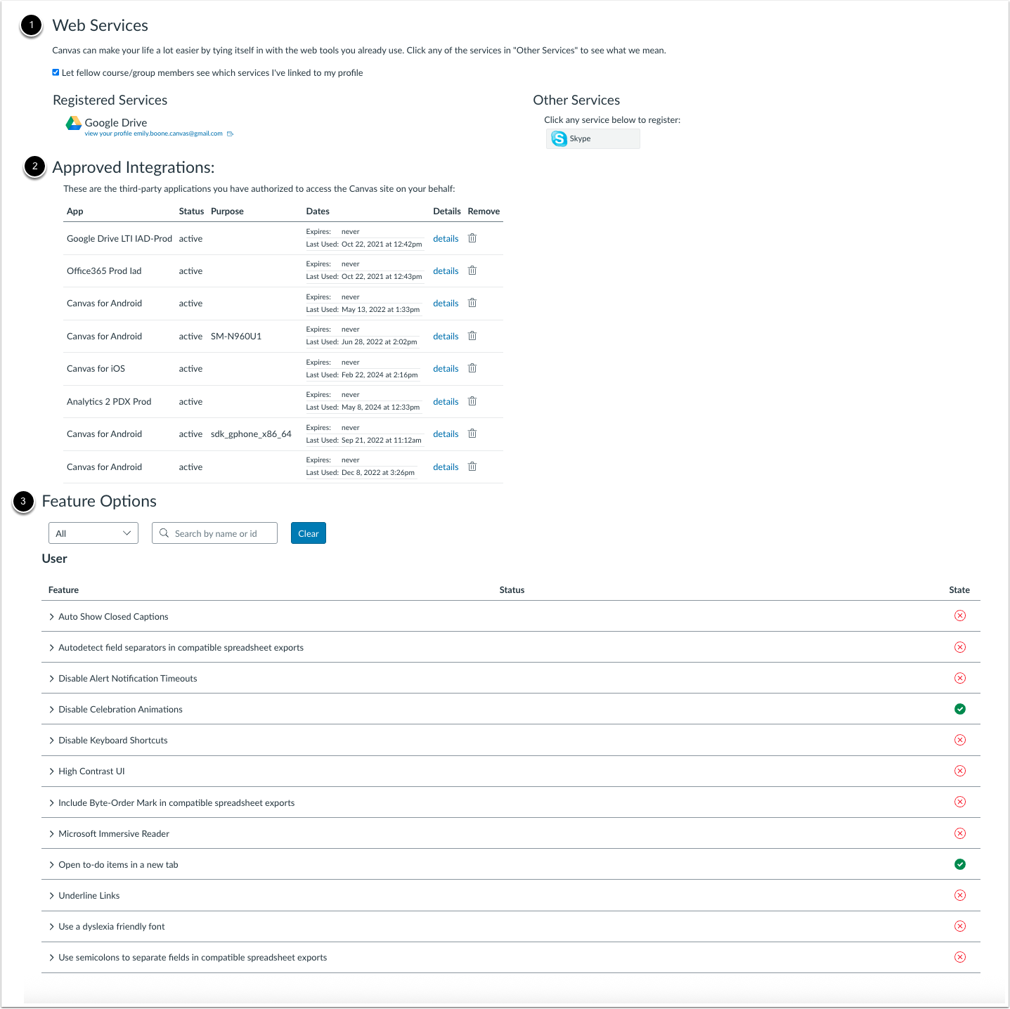 Web Services, Approved Integrations, and Feature Options