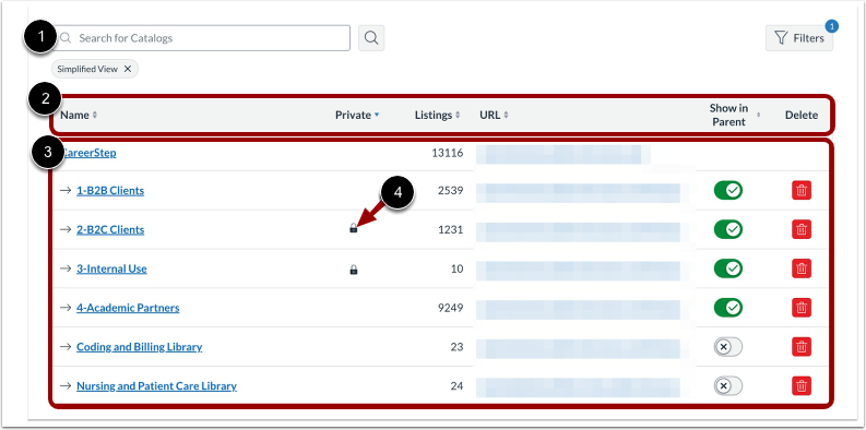View Simplified Catalogs Page