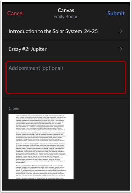 Add Submission Comment