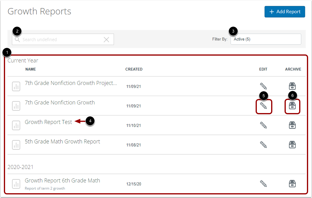 View Growth Reports Listing
