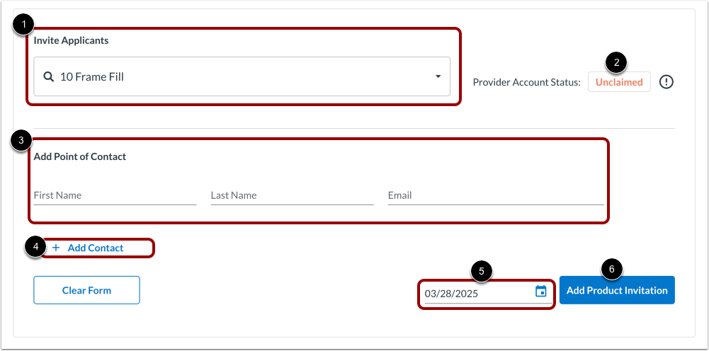Invite Applicants with Point of Contact