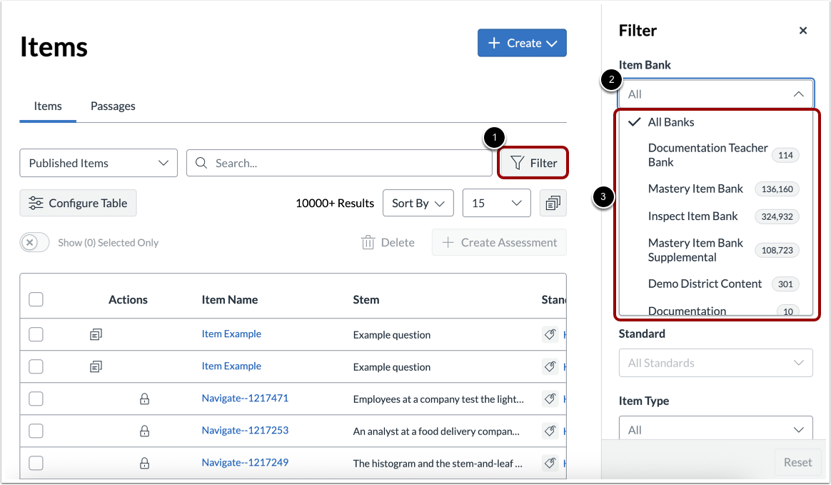 Select Different Item Bank